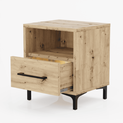 Szafka nocna z szufladą i oświetleniem LED Dąb Artisan